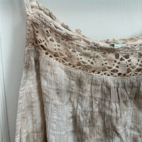 Aerie Boho Babydoll Tie Dye Tank Top Lace Crochet Side Tassel Tie Linen XL - Picture 3 of 7